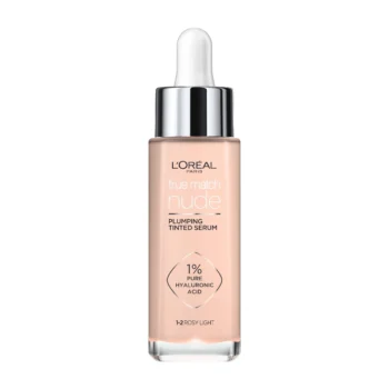 Loreal Paris True Match Nude Plumping Tinted Serum with 1% Hyaluronic Acid - 1-2 Rosy Light